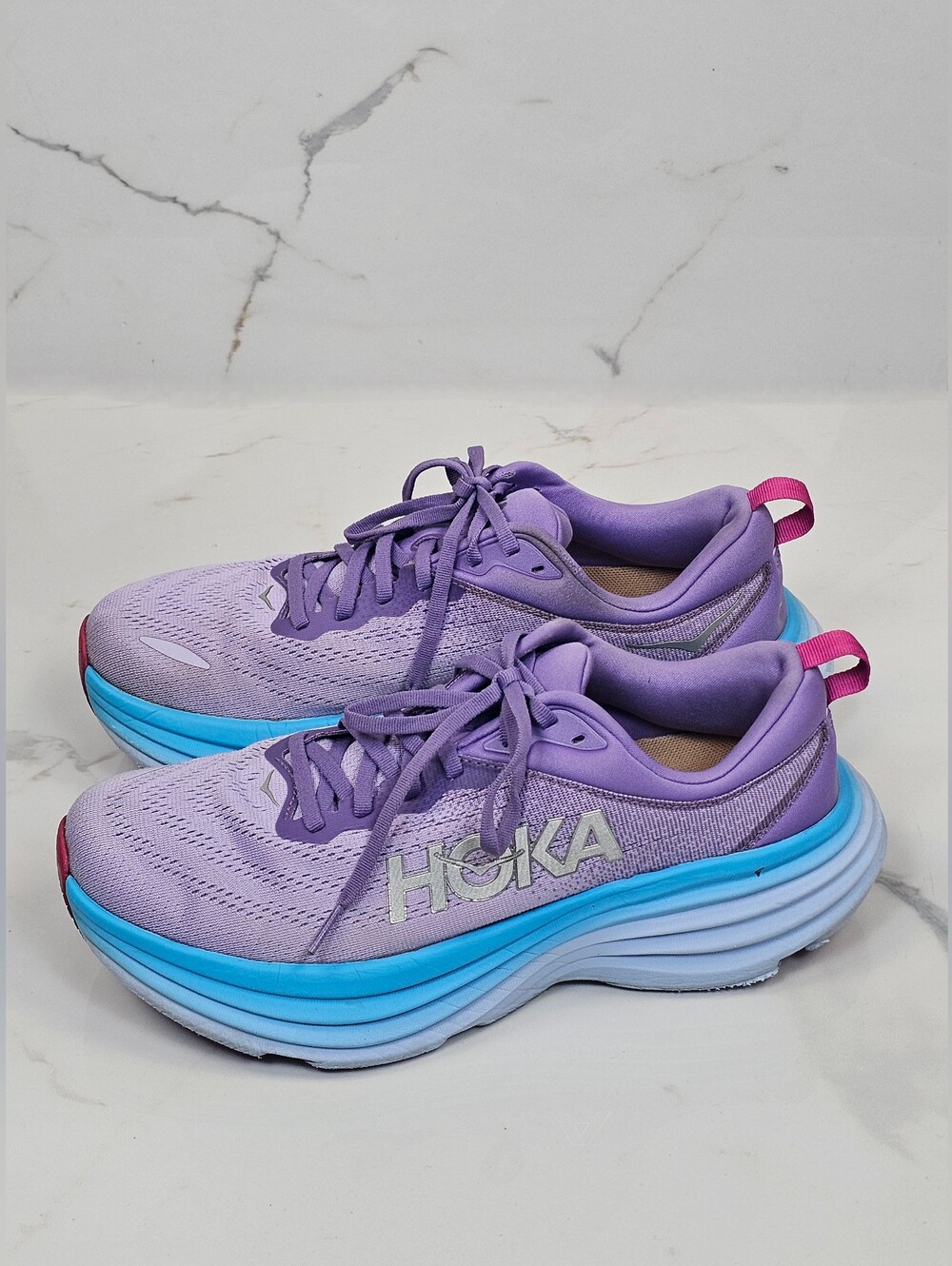 HOKA ONE ONE Bondi 8 Women’s Size 10B Purple Blue Max Cushion Running Shoes - Picture 2 of 13